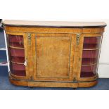 A Victorian walnut inlaid credenza W.164cm