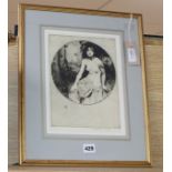 William Lee Hankey (1869-1952), study of semi-nude young woman, signed and numbered, etching, tondo,