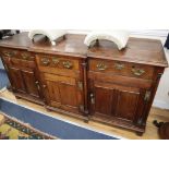 An early 19th century oak breakfront dresser base W.184cm