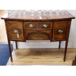 A George III mahogany banded and inlaid bow-fronted sideboard H.93cm, W.119.5cm