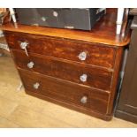 A Victorian three drawer mahogany washstand W.102cm