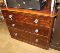 A Victorian three drawer mahogany washstand W.102cm