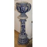 A German stoneware pedestal jardiniere H.110cm