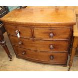 A Victorian mahogany bow front chest of drawers W.102cm