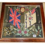 A Victorian 16th (Bedfordshire) Regiment of Foot woolwork picture, before 1881, 40 x 42cm excl,