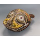 A Javanese painted wood tiger's head vessel