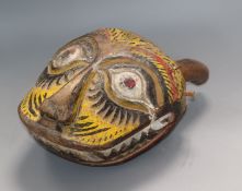 A Javanese painted wood tiger's head vessel