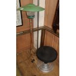 An aluminium based dressing stool and a 1950's lamp standard