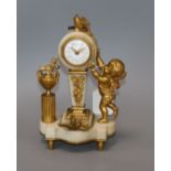 A French bronze and marble cherub timepiece, early 20th century height 23cm