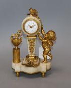 A French bronze and marble cherub timepiece, early 20th century height 23cm