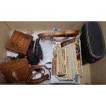 A quantity of mixed collectables including miniature items, binoculars, flat iron, etc.