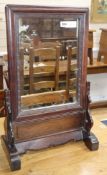 A Chinese hongmu table screen inset with a mirror, c.1900 W.44cm, H.67cm