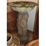 A reconstituted stone three graces bird bath H.85cm