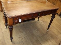 A Victorian mahogany two drawer side table, stamped Heal & Son, London W.120cm