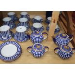 A modern Russian blue, white and gilt tea set