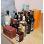 A collection of various bottles of spirits etc
