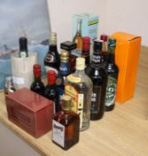 A collection of various bottles of spirits etc