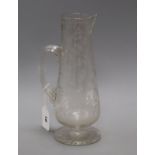 An etched cut glass ewer height 27.5cm