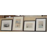 Four assorted pictures, Views of Constantinople, largest 21 x 15cm