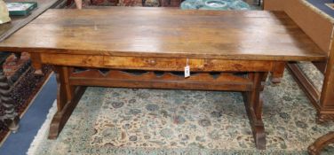 A Spanish ? elm and deal farmhouse table W.198cm