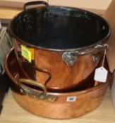 A copper preserve pan and another pan