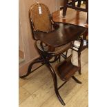 A late 19th century bentwood child's high chair