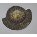 A 19th century brass Bath-Sun Fire insurance plaque length 22cm