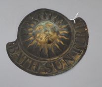 A 19th century brass Bath-Sun Fire insurance plaque length 22cm