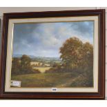 Richard Blowey (b. 1947), 3 oils on canvas, Landscape with distant church, signed; 'Helford