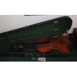 A cased double back violin, John Lamb 1917