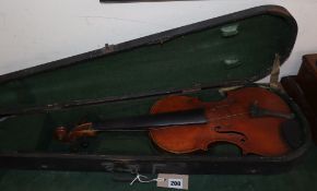 A cased double back violin, John Lamb 1917