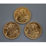 Three 1980 gold sovereigns, UNC