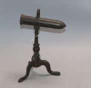 A Georgian bronze collar iron on tripod stand