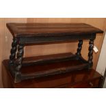 A Charles II style oak stool W.92cm