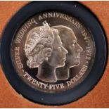 A Royal Canadian Mint Caymen Islands $25 gold piece (Queen Elizabeth & Prince Philip 25th Wedding