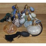 A collection of ten Caithness and other decorative glass perfume atomisers