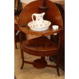 A Regency mahogany corner washstand with basin and jug W.approx. 67cm