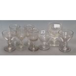 Eight various 19th century and later wine glasses