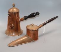 A Georgian copper ale warmer and a large copper tavern coffee pot