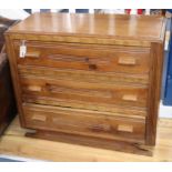 A pair of Art Deco pine three drawer chests W.90cm