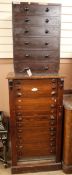 A Victorian beech Wellington collector's chest (a.f.) and another W.66cm and 51cm