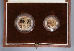 A gold Britannia two coin proof set, 1987 (cased)