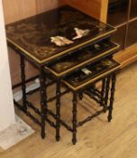 A Chinese lacquer nest of tables W.49cm