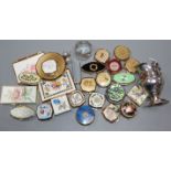 A Georgian silver cream jug (a.f.), sundry small silver, Stratton and other pill boxes, memo pads,