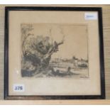 After Rembrandt Van Rijn, Dutch (1606-1669), etching, 'The Omval', signed and dated in the plate,