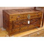 A Cantonese carved camphorwood chest W.94cm