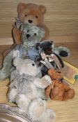 Five modern collector's bears including one Merrythought