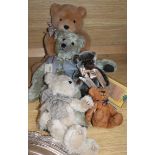 Five modern collector's bears including one Merrythought