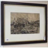 Attributed to Richard Caton Woodville (1856-1927), ink and watercolour, Aftermath of battle and