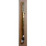 An 'Edney' Fortin brass stick barometer on oak mount H.99cm